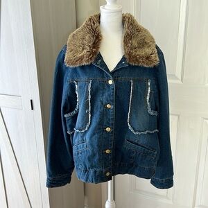 Dollhouse Removable Fur Denim Jacket Sz 2X